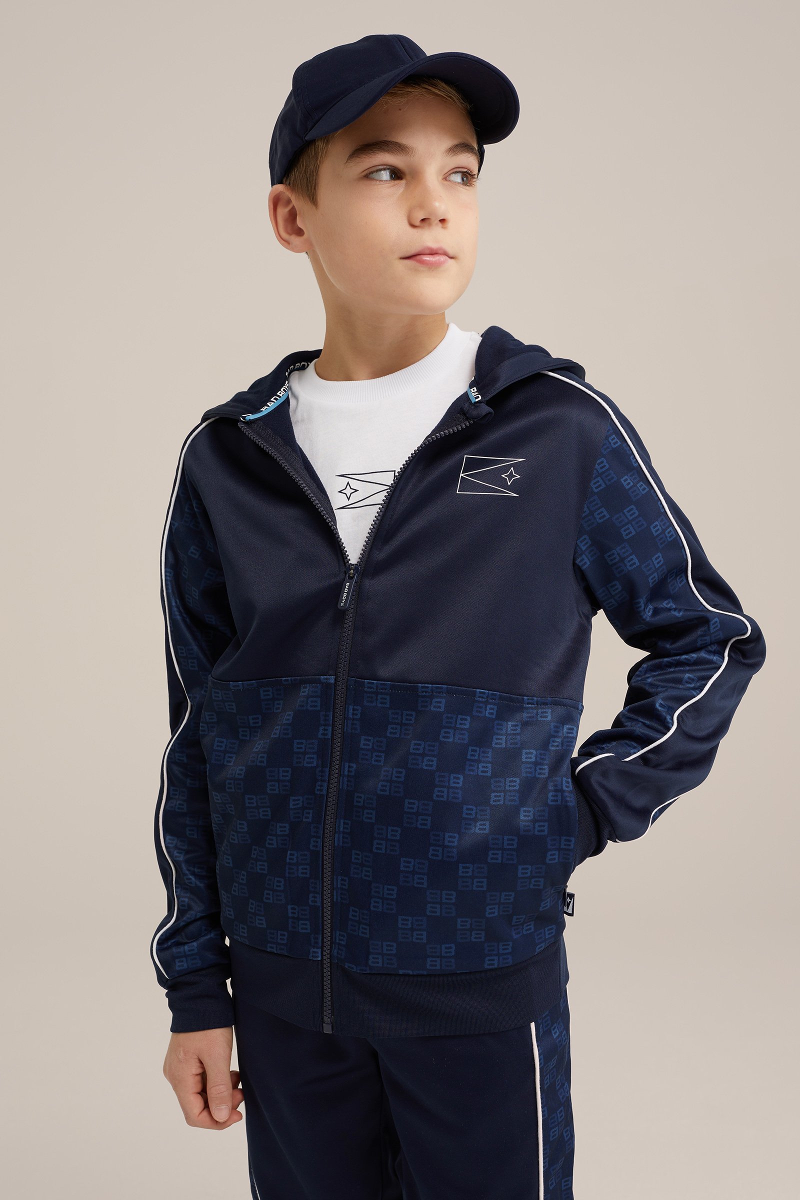 Jongens sweat vest met capuchon Bad Boys Donkerblauw