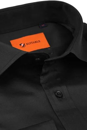 Suitable Satin Overhemd Zwart SH-SASTR-23-03 kopen
