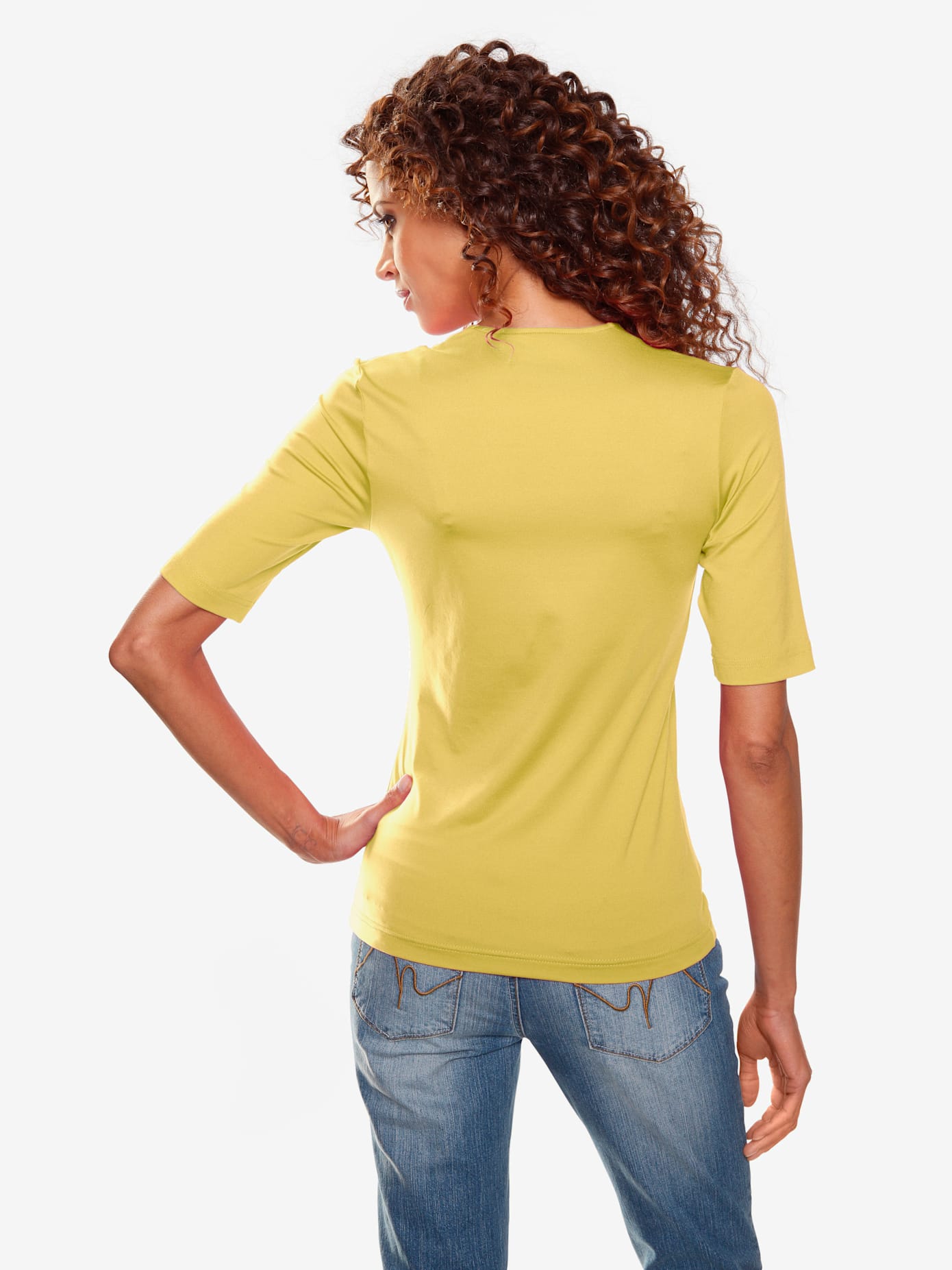 T-shirt en v manches mi-longues et encolure en v féminine