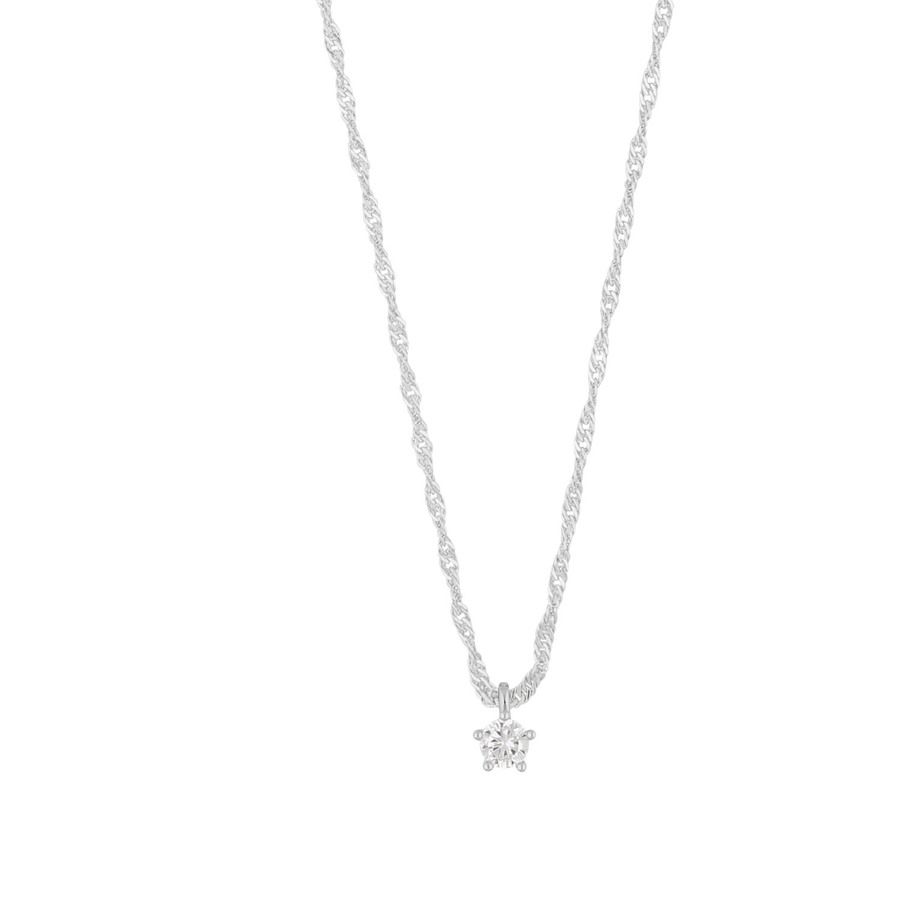SNÖ of Sweden Vienna Stone Pendant Necklace Silver Clear 42cm