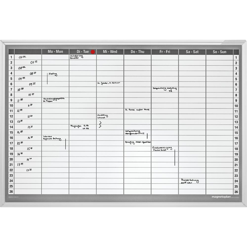 Magnetoplan Whiteboard Wochenplaner, 92 x 62.5 cm, lackiert