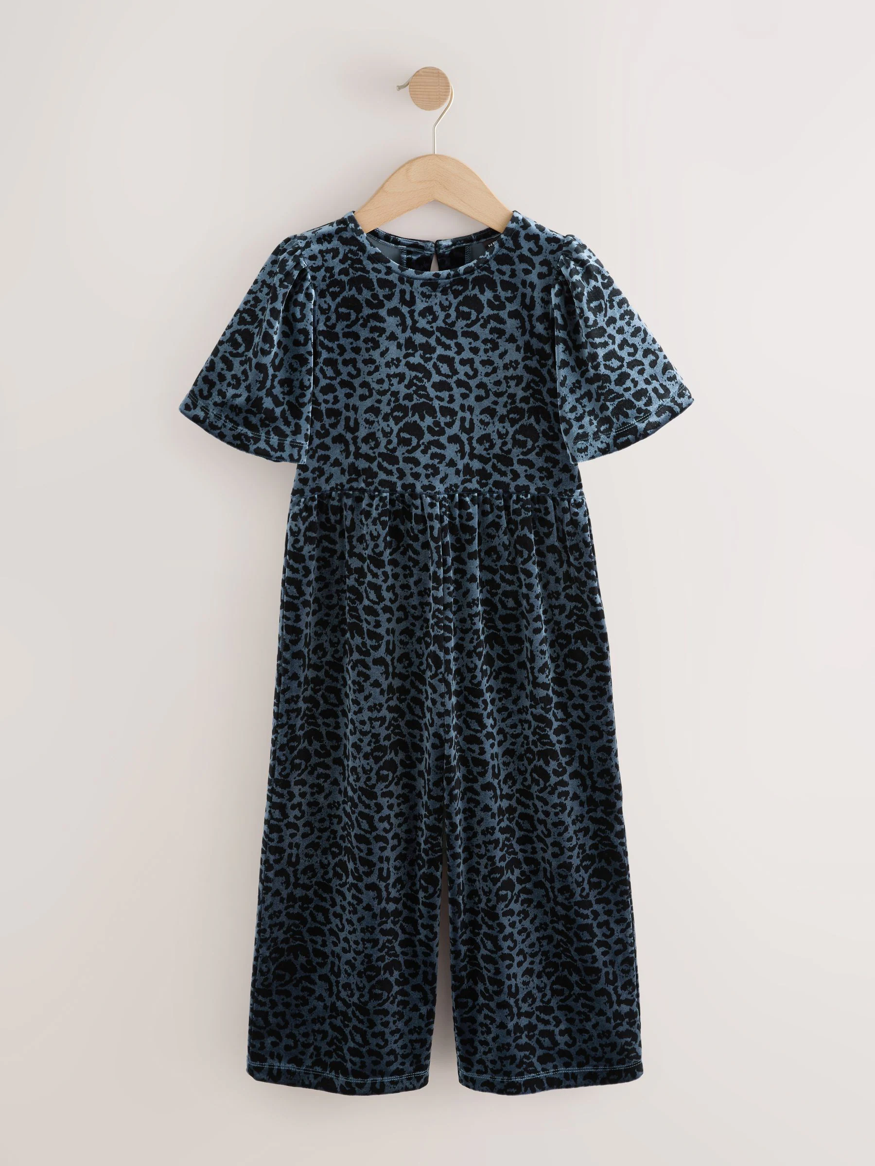 Blauwgroen dierenprint - Velours jumpsuit (3-16jr)