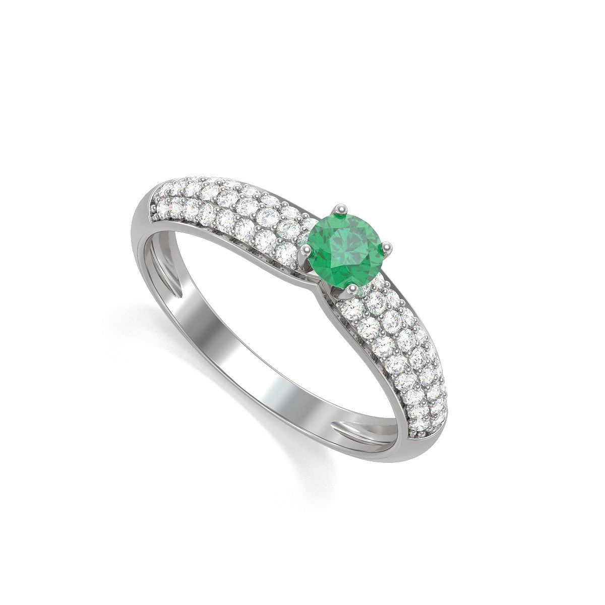 Bague Emeraude et diamants sur Argent 925 1.978grs