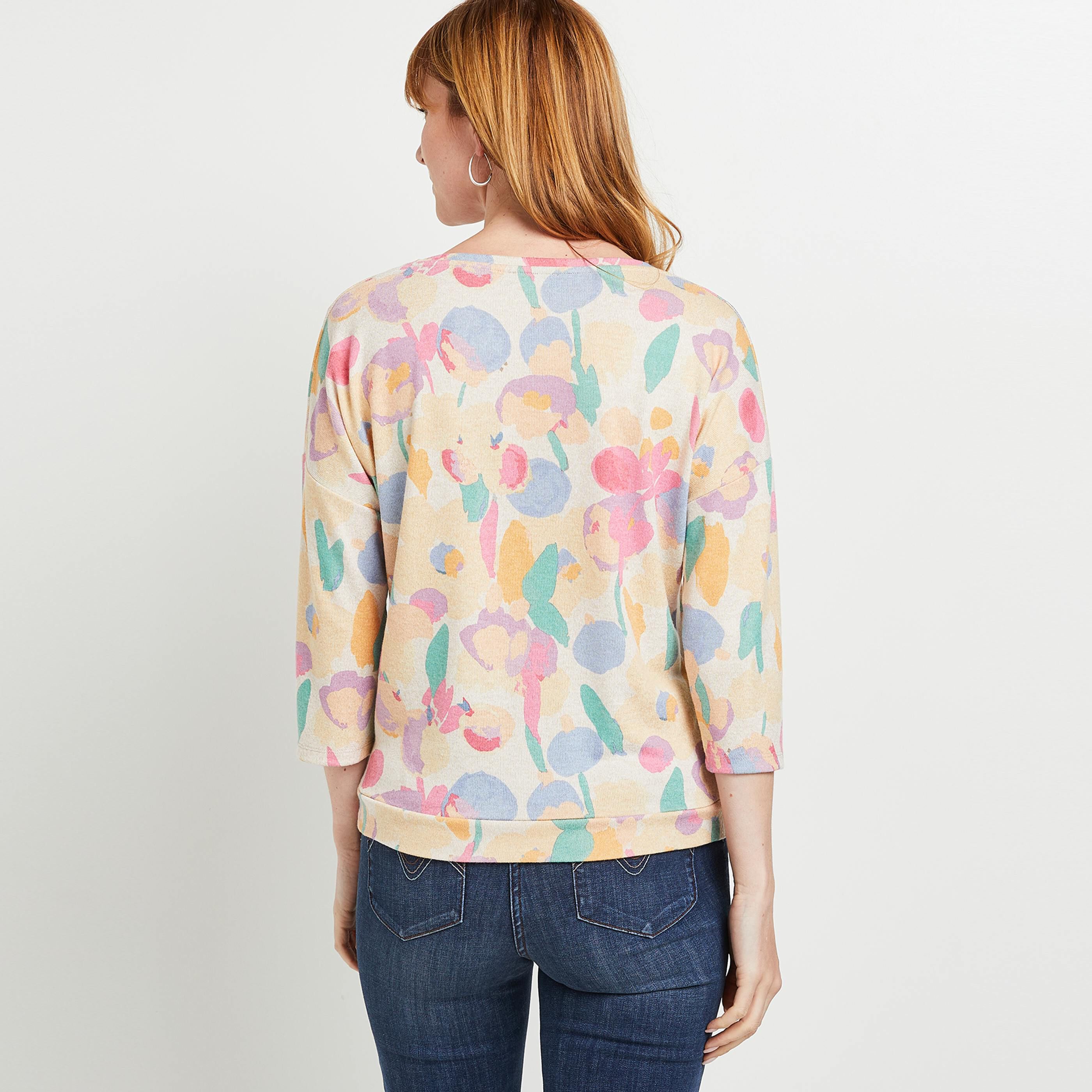 T-shirt imprimé fleurs - BEIGE