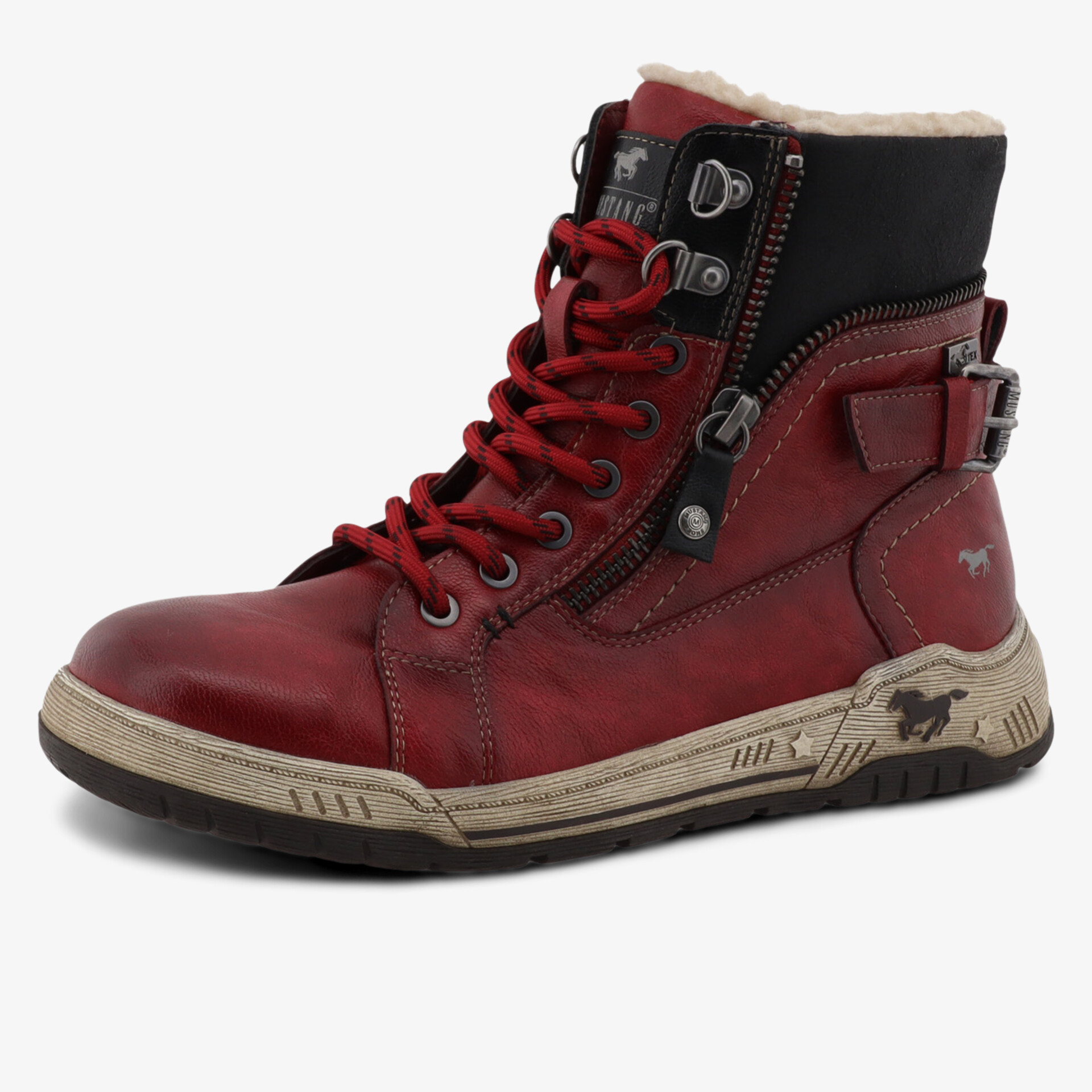 MUSTANG Damen Schnürstiefeletten rot