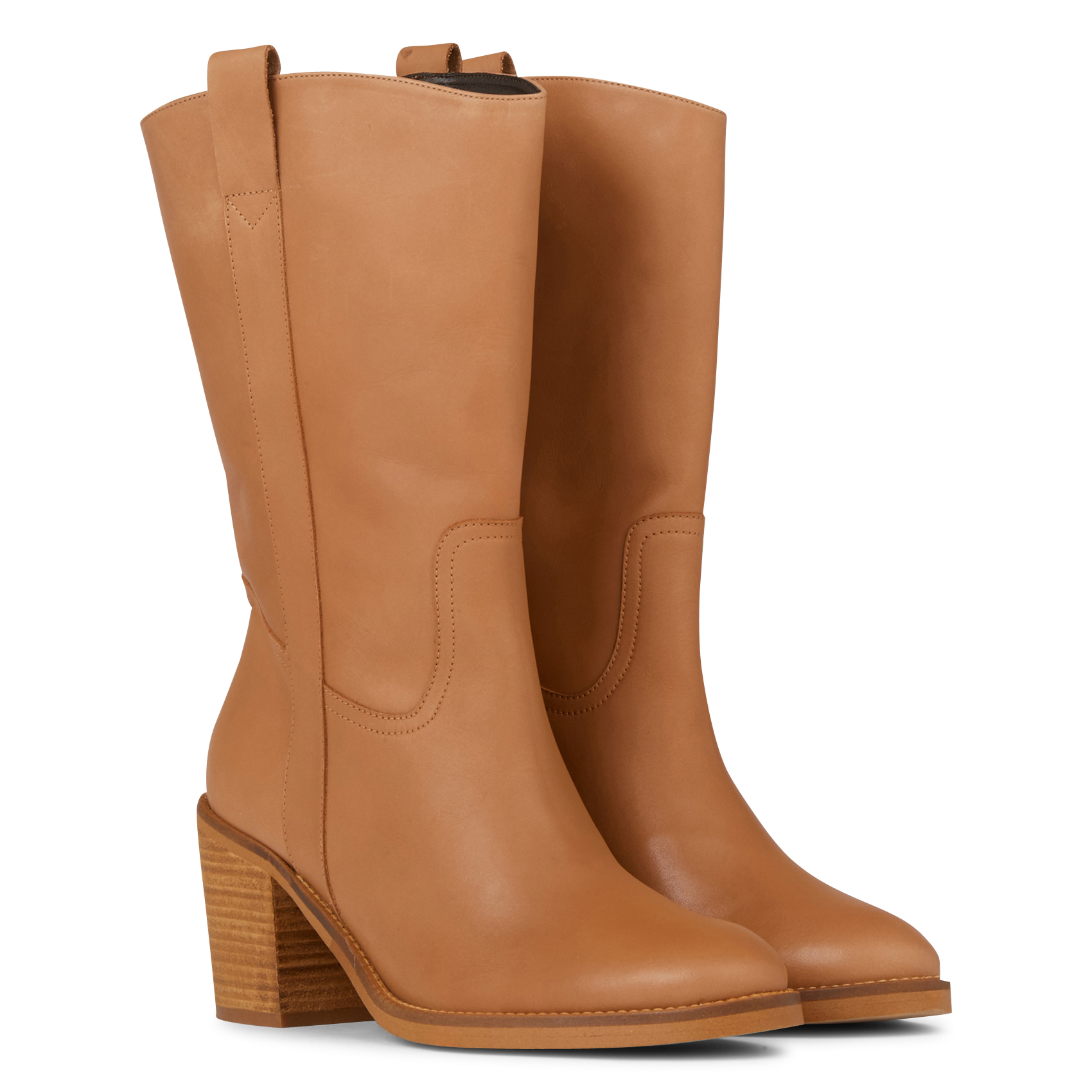 RAYAN - Santiags à talons en cuir | Beige