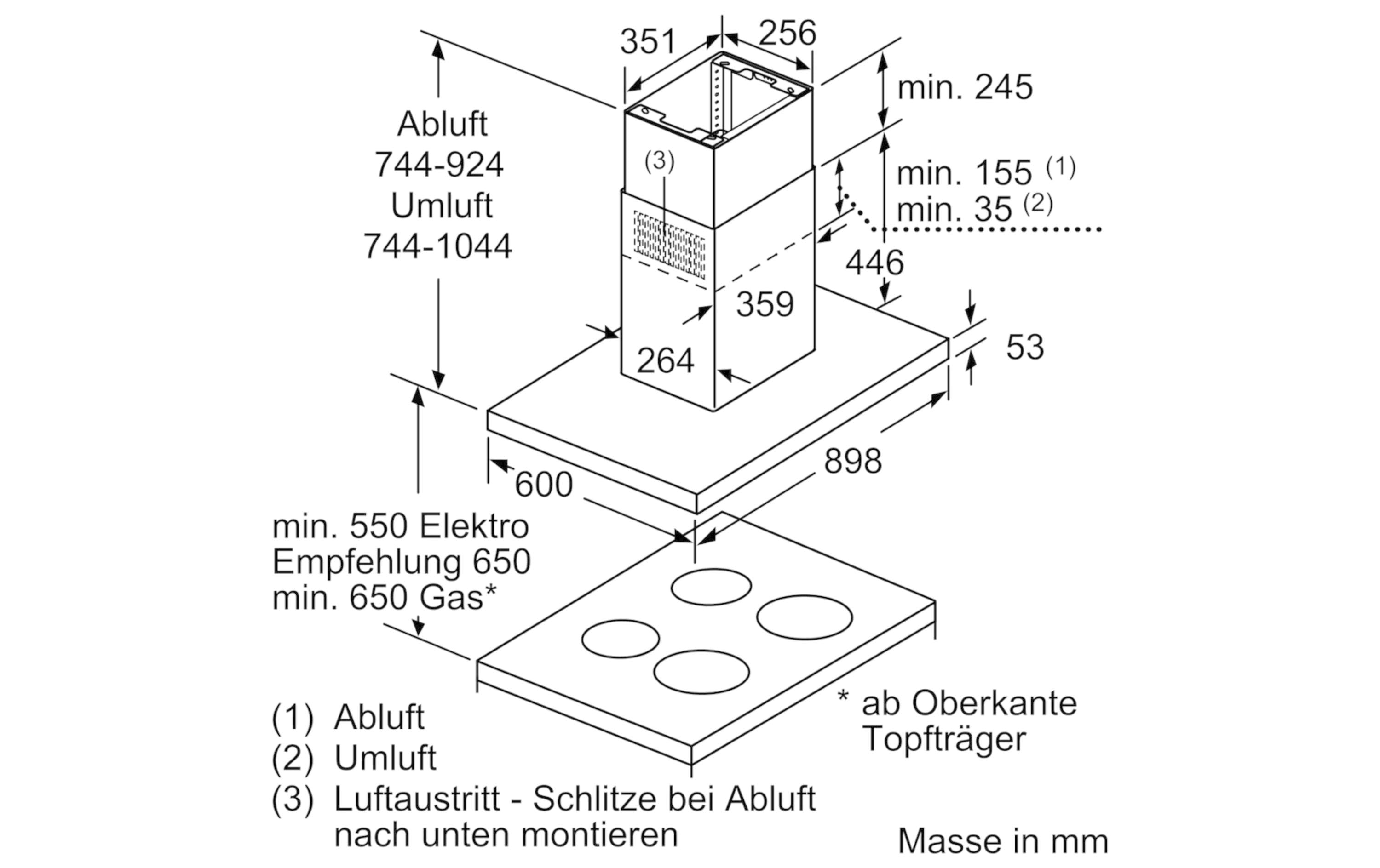 Inselhaube DIB97IM50 4 Stufen<br>Effiziente Beseitigung von Fett, Geruch und Dampf aus der Küchenluft