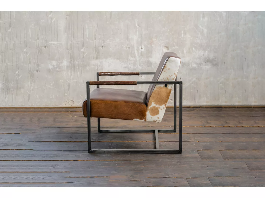 Fauteuil - marron cuir - LIANO