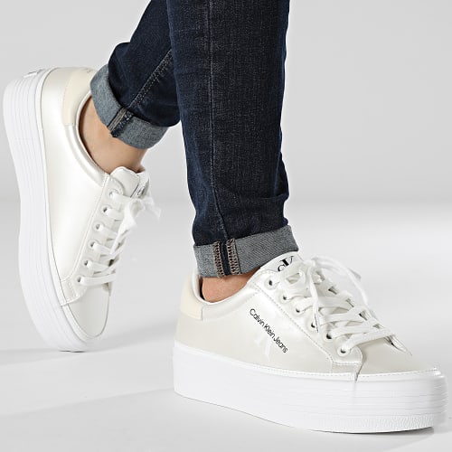 Baskets Femme Vulcan Flatform Lace Up 1037 Pearlized Bright White