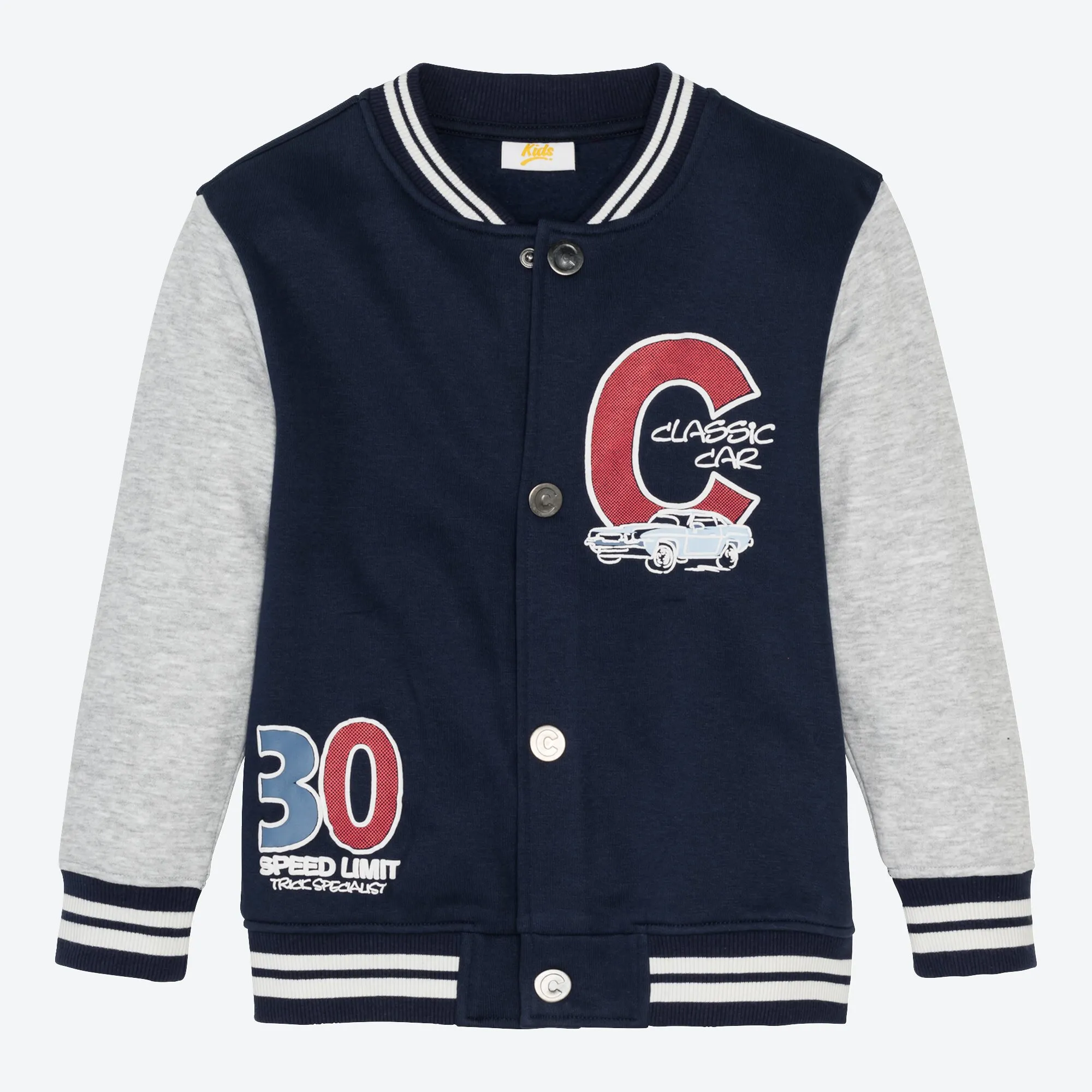 Jungen-Sweatjacke mit gestreiften Bündchen