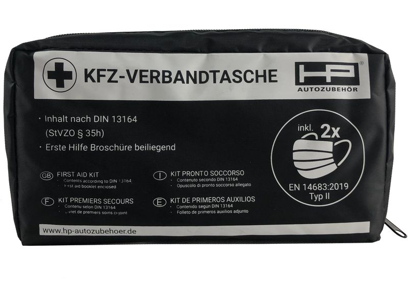 HP Autozubehör Verbandtasche KFZ Schwarz Erste-Hilfe-Set fürs Auto