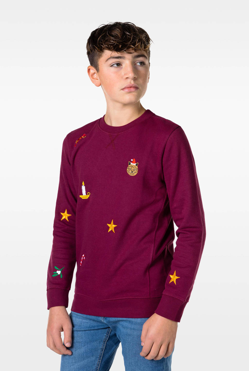 OppoSuits sweater X-Mas Icons met all over print bordeaux