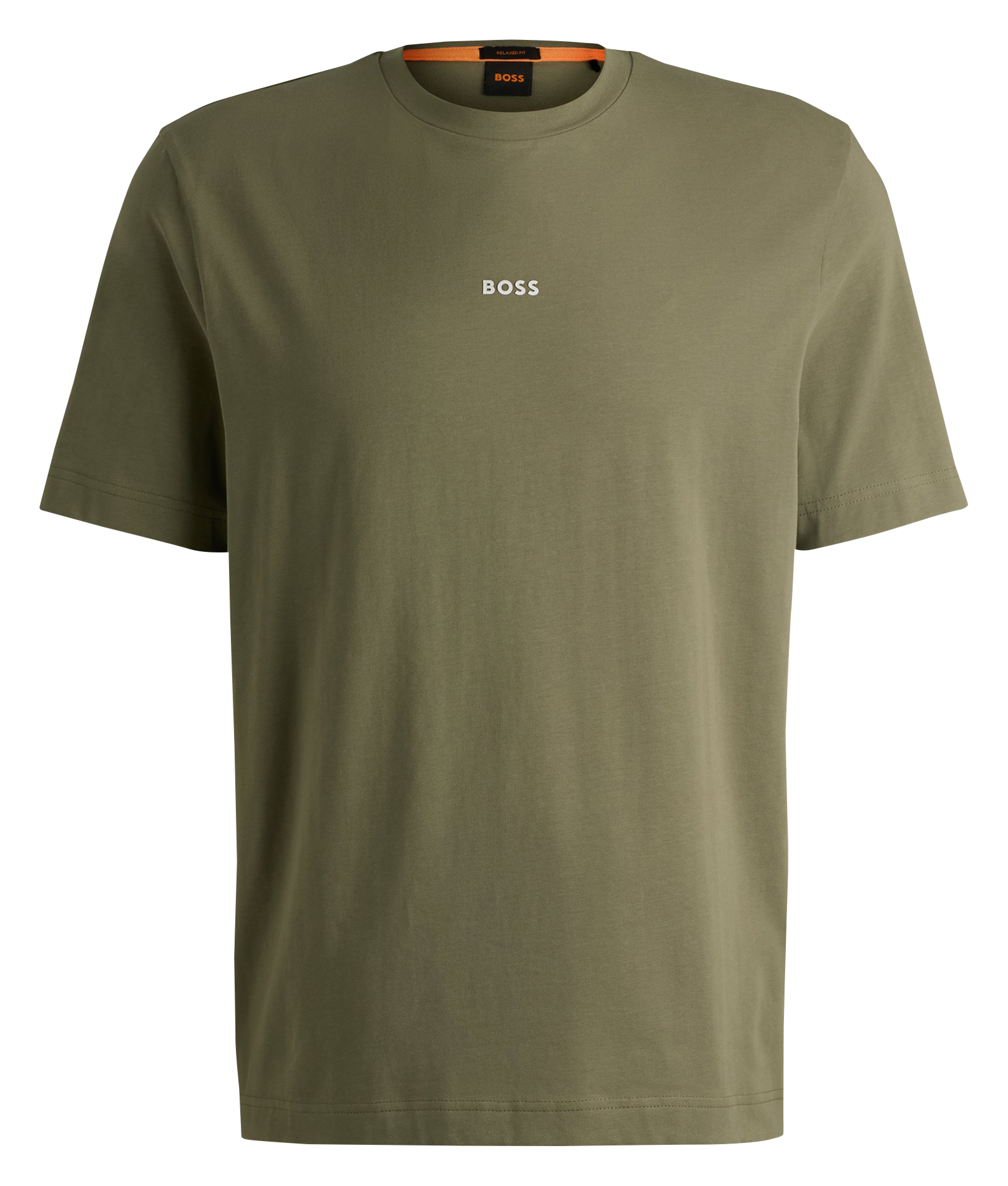 Tee-shirt col rond en coton mélangé| Kaki