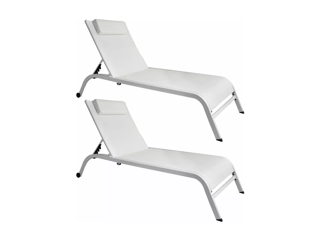 Now's Home - Lot De 2 Chaises Longues En Acier Inoxydable Blanc