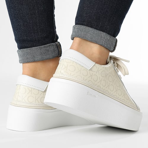 Baskets Femme Flatform Cupsole Lace Up 1670 White Ecru