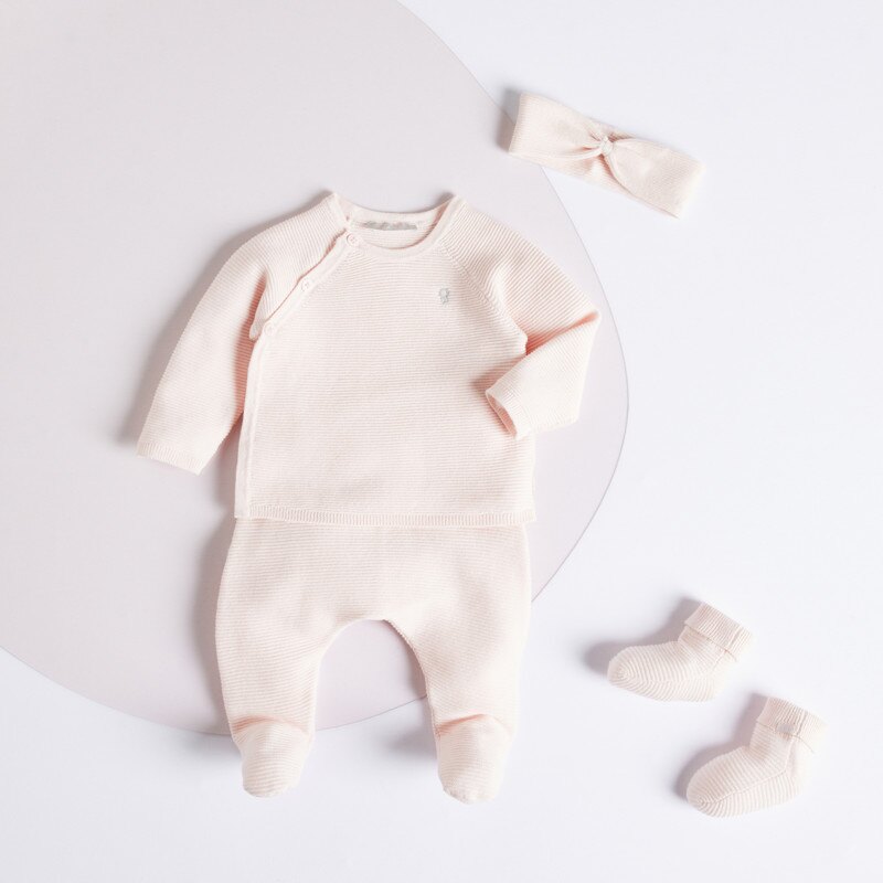 Legging tricot côtelé rose naissance Rose