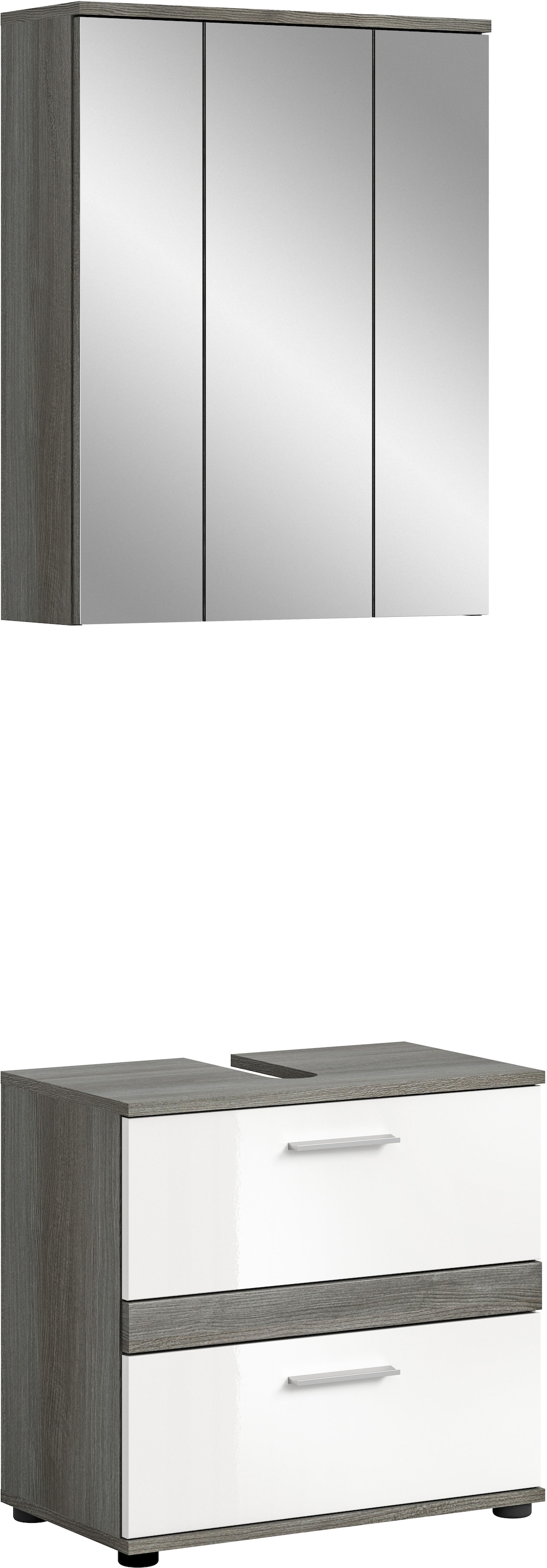 welltime Badmöbel-Set »Lucca, bestehend aus: 1x Waschbeckenunterschrank & 1x Spiegelschrank« Set, 2 Stk. tlg.