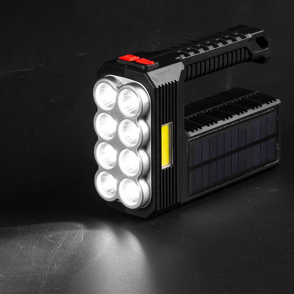 (1600Lumen) LED Solar Handscheinwerfer Arbeitsleuchte Flutlicht mit 4 Leuchtmodis - Schwarz