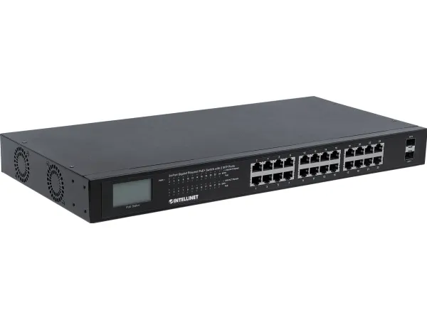 Intellinet 561242, Ikke administreret, Gigabit Ethernet (10/100/1000), Fuld duplex, Strøm over Ethernet (PoE), Stativ-montering, 1U