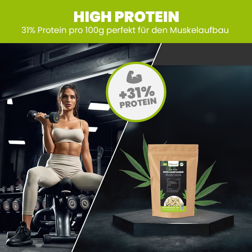 SANUUS® Bio Hanfsamen geschält 250g mit 30% Protein regional aus Bayern
