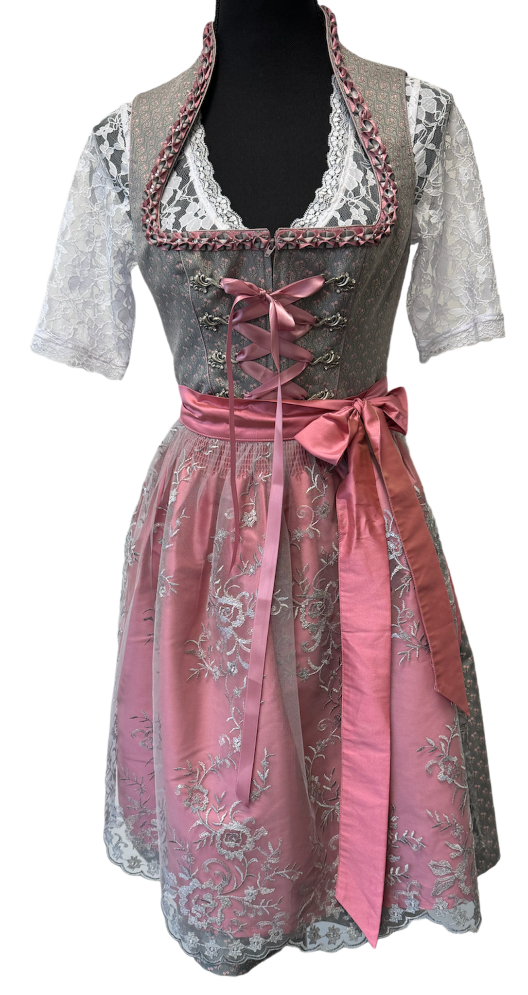 Grijze Dirndl Jurk Oktoberfest Roze Dames