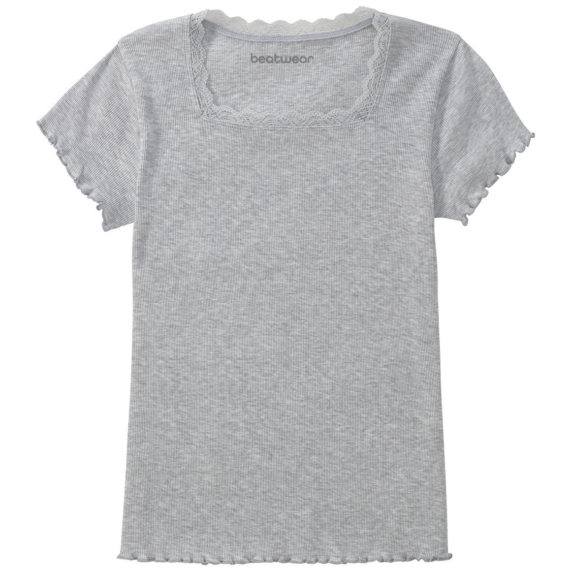Beatwear Mädchen T-Shirt mit Spitze hellgrau
