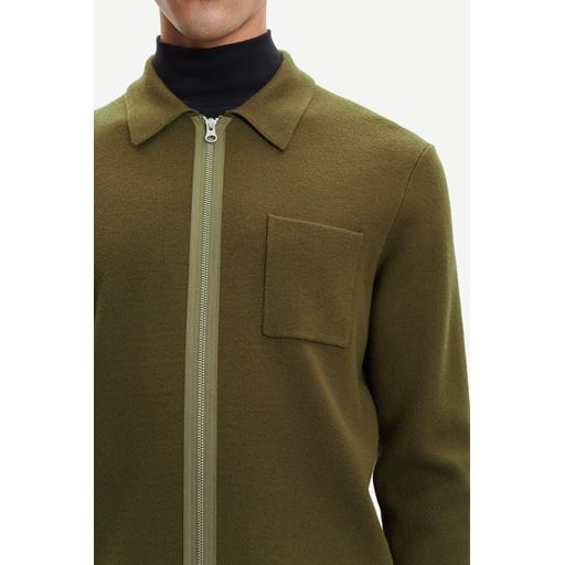 Samsøe Samsøe Guna Zip Striktrøje, Dark Olive, L