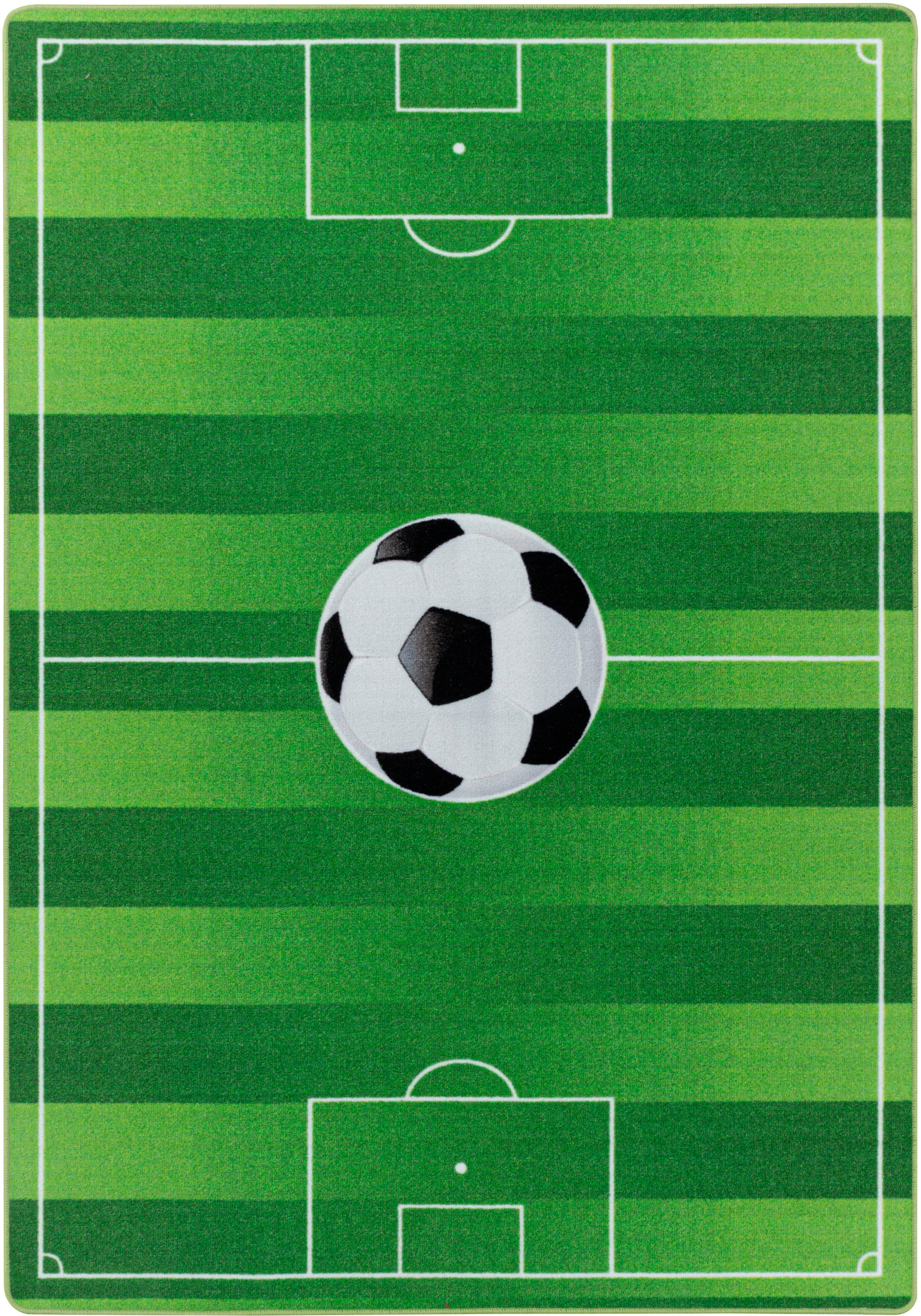 Ayyildiz Teppiche Kinderteppich »PLAY 2911« rechteckig 6 mm Höhe robuster Kurzflor, Spielteppich, Fussball, Rasen, Kinderzimmer