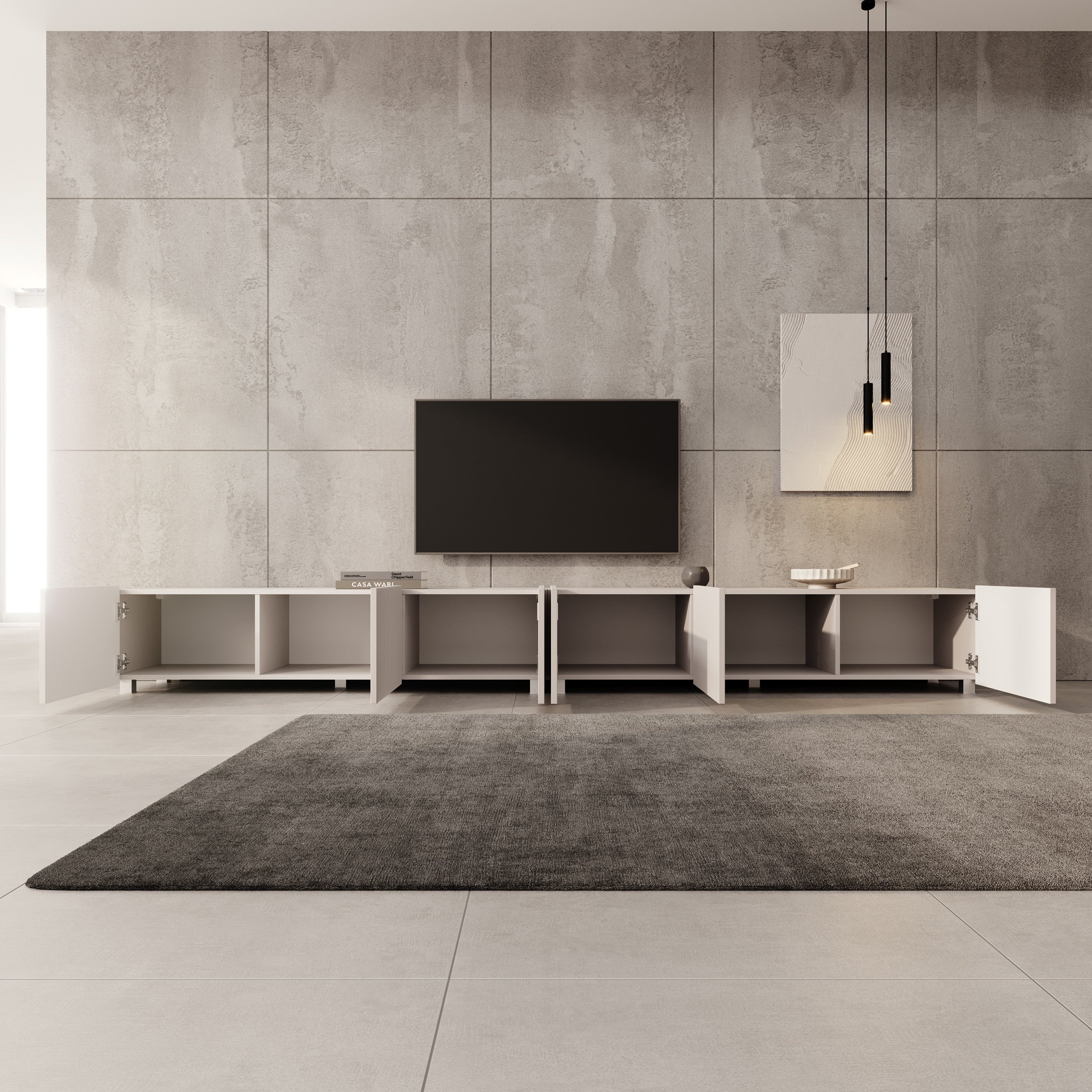 Meubella - TV-Meubel Kenderes - Beige - 300 cm