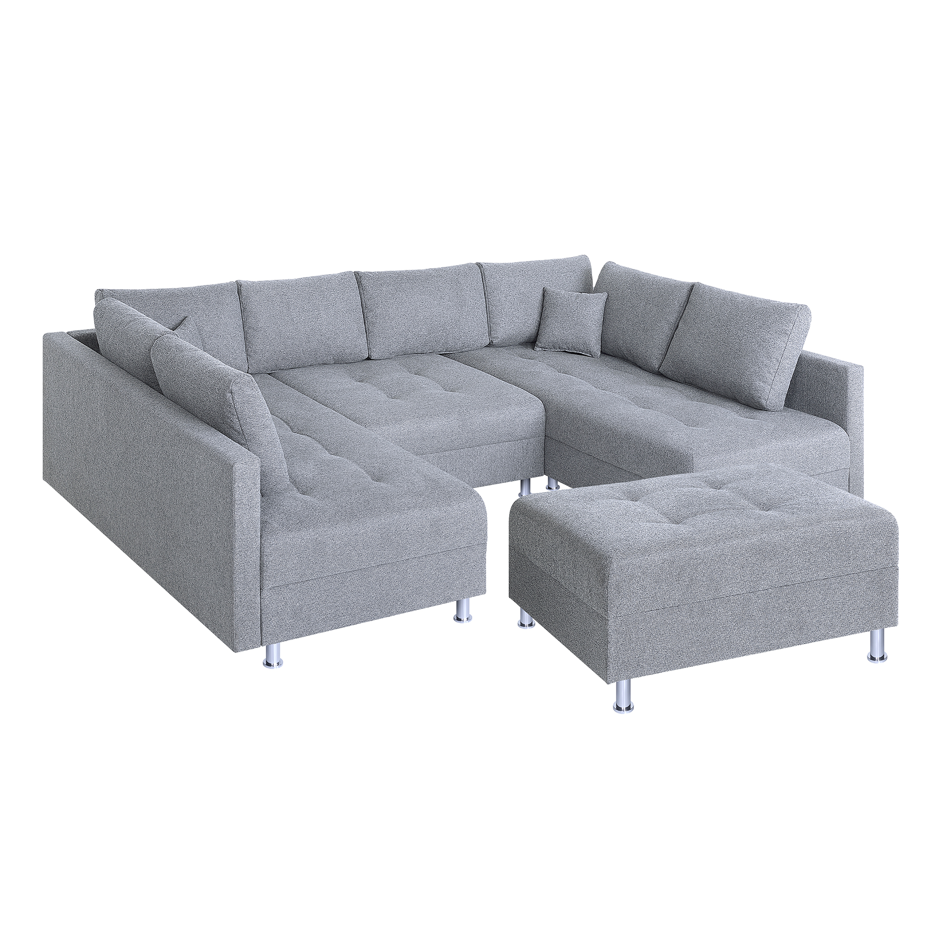 Wohnlandschaft - silber - Strukturgewebe - Federkern