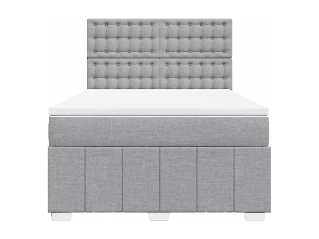 Sommier à lattes de lit avec matelas Gris clair 140x190cm Tissu