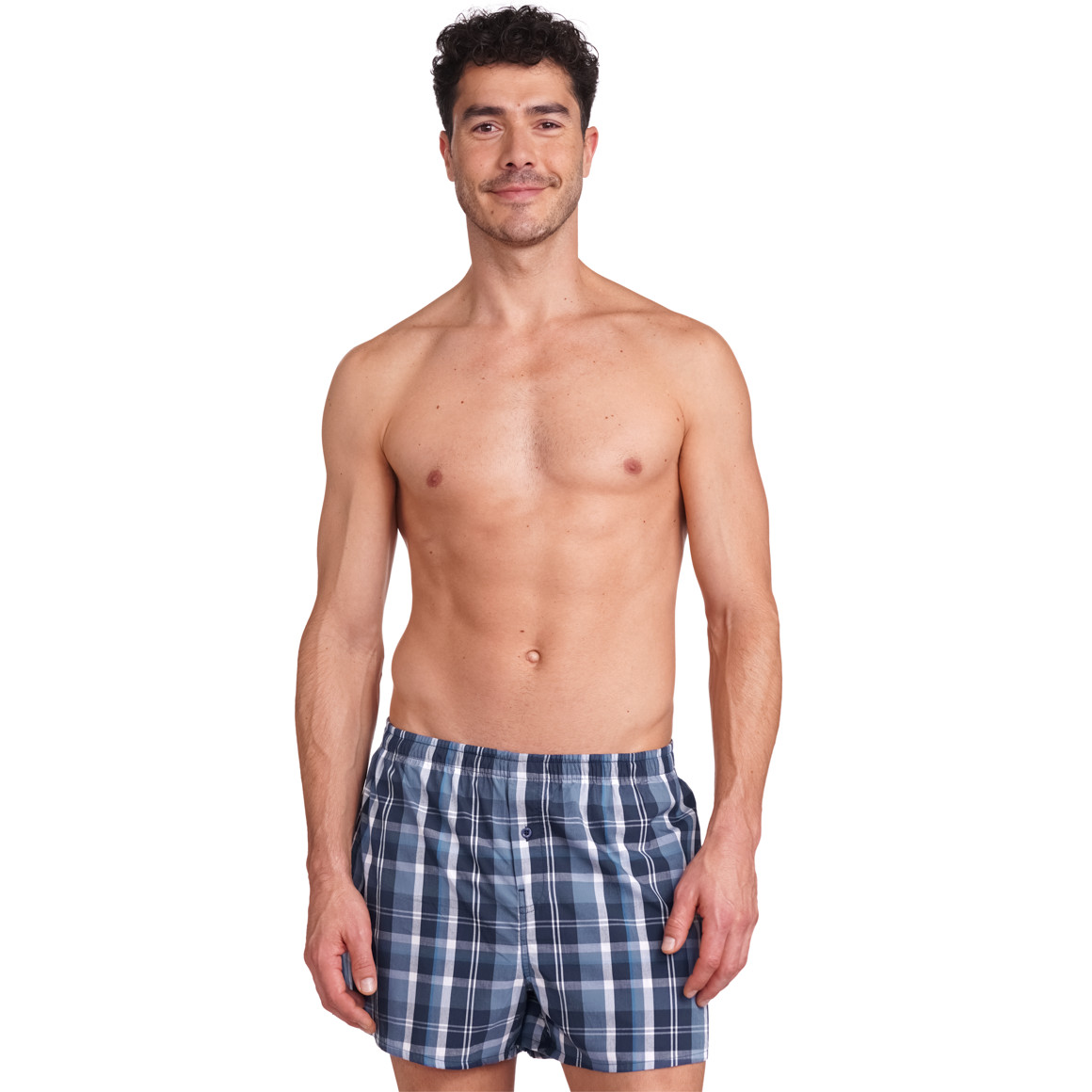 VanVaan Herren Boxershorts mit Karo-Muster dunkelblau