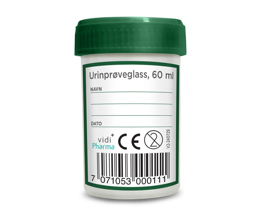 Vidi Pharma urinprøveglass med lokk 60 ml