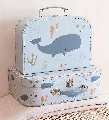 A Little Lovely Company Kufferts?t - 2 stk - 29x25,5 cm - Ocean