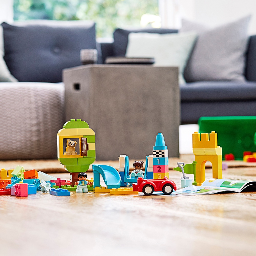 LEGO DUPLO 10914 Classic Deluxe Bausteinbox mit Aufbewahrung und Spielzeugauto