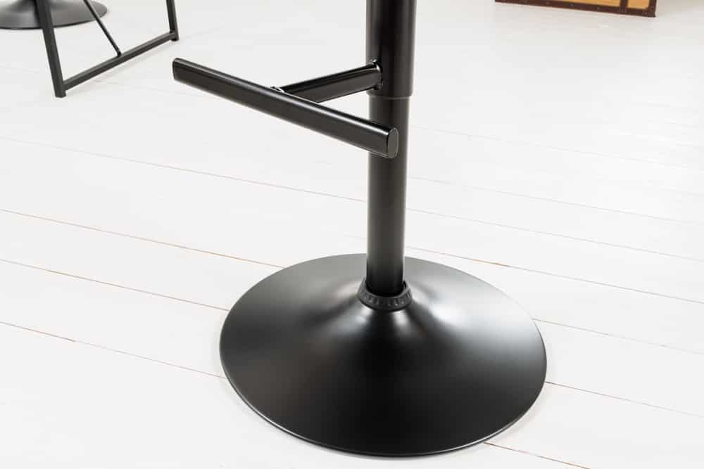 Höhenverstellbarer Barhocker COMFORT senfgelb Samt drehbar mit Lehne Metall schwarz
