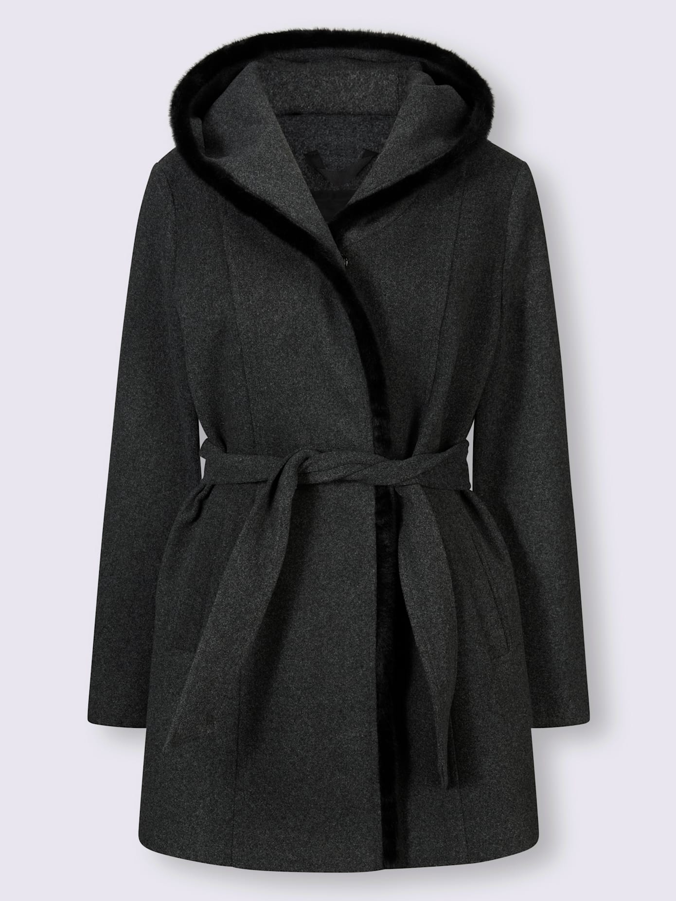 Veste capuche imitation fourrure