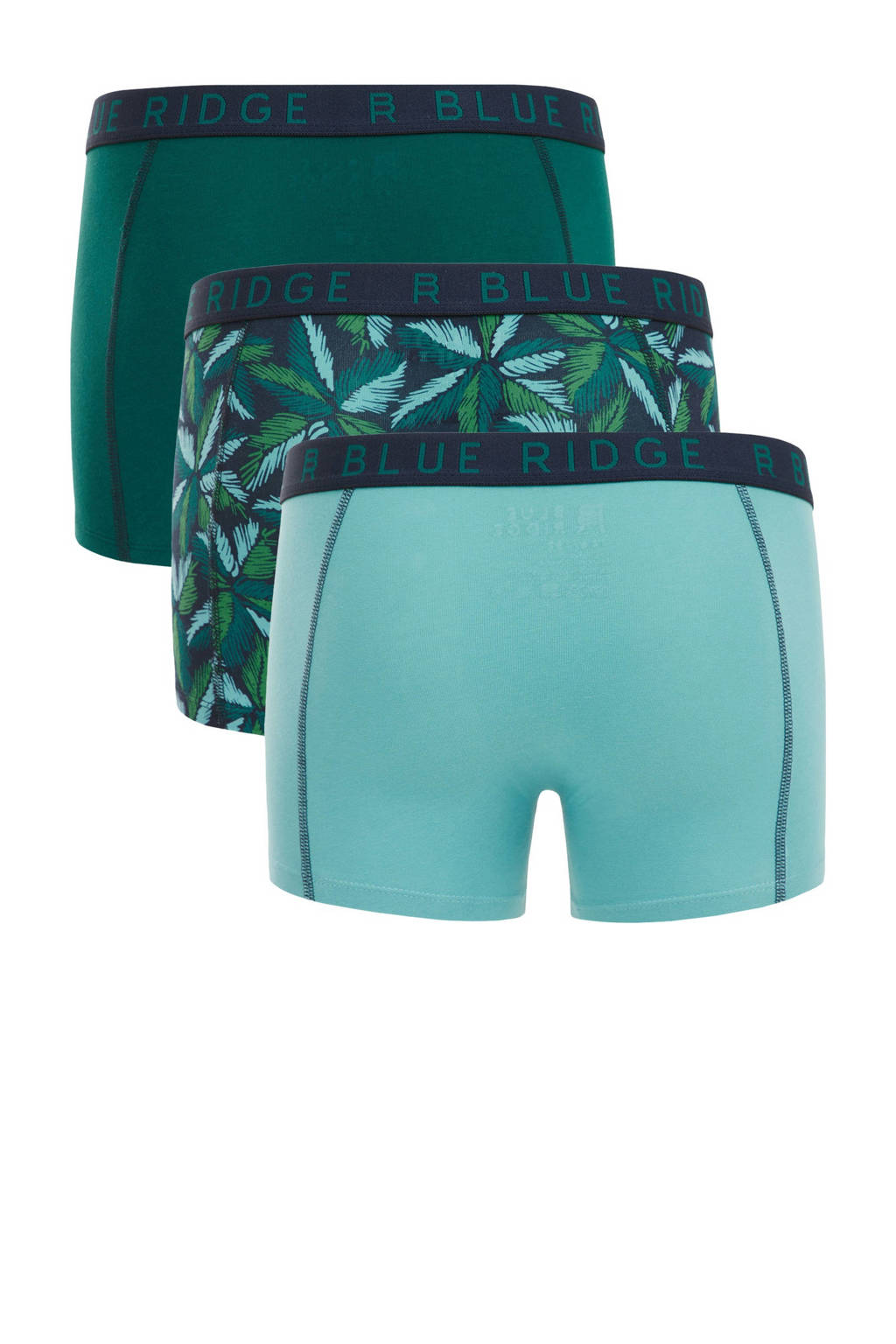 Fijne onderbroekenboxershort - set van 3 donkergroen/mintgroen