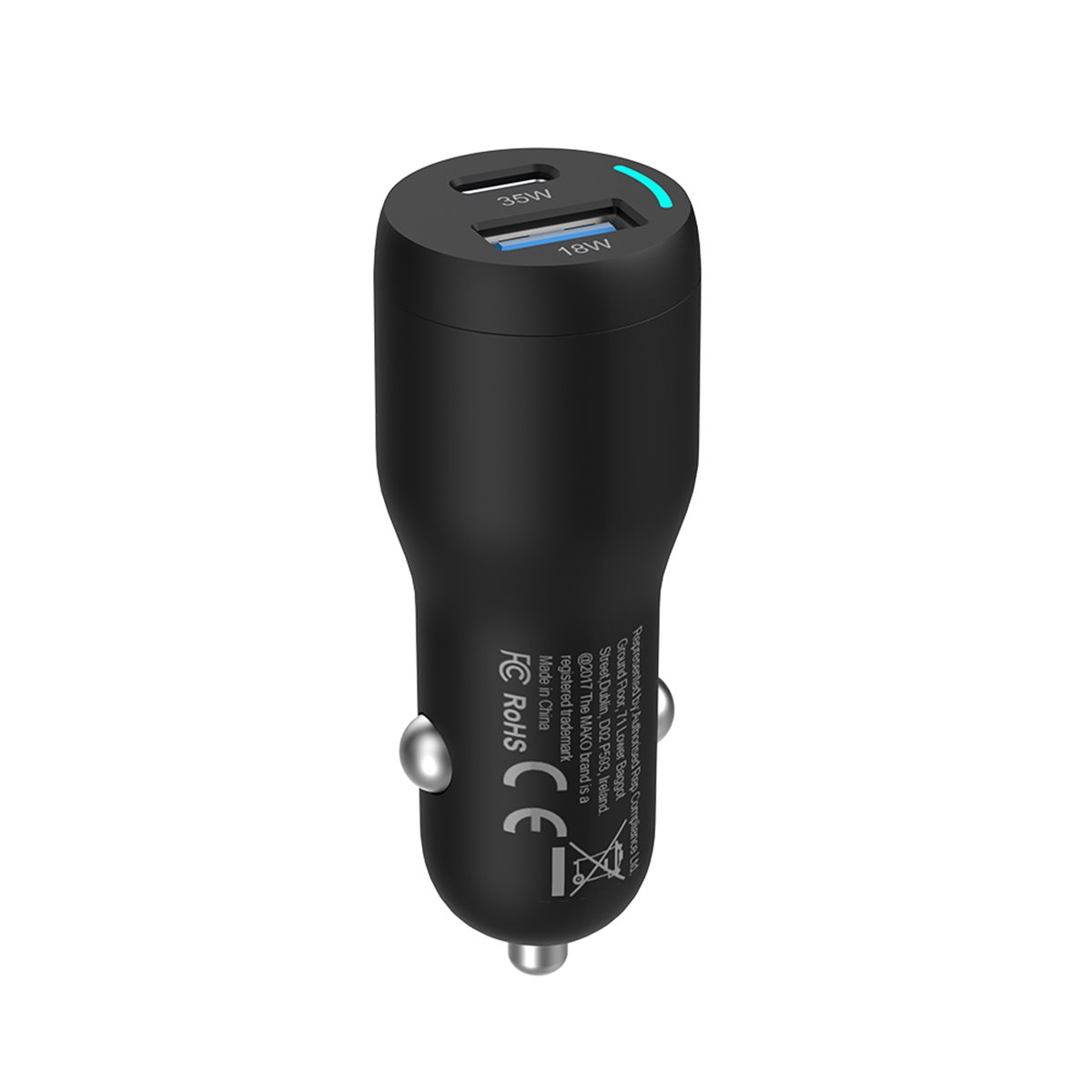 (53W) USB C / USB A Auto KFZ Ladegerät Car Charger Schnellladegerät für Zigarettenanzünder PD QC 3.0 (MACHA00029) - Schwarz