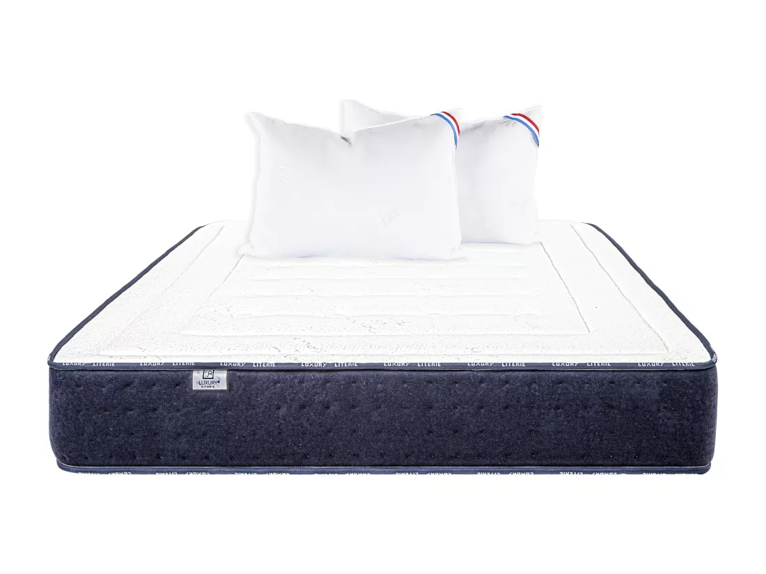 Matelas 160x200 cm, Nuage, 24 cm, mousse mémoire de forme, mi-ferme + 2 oreillers