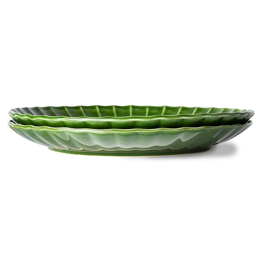 Dinerbord Emerald ribbed groen - set van 2