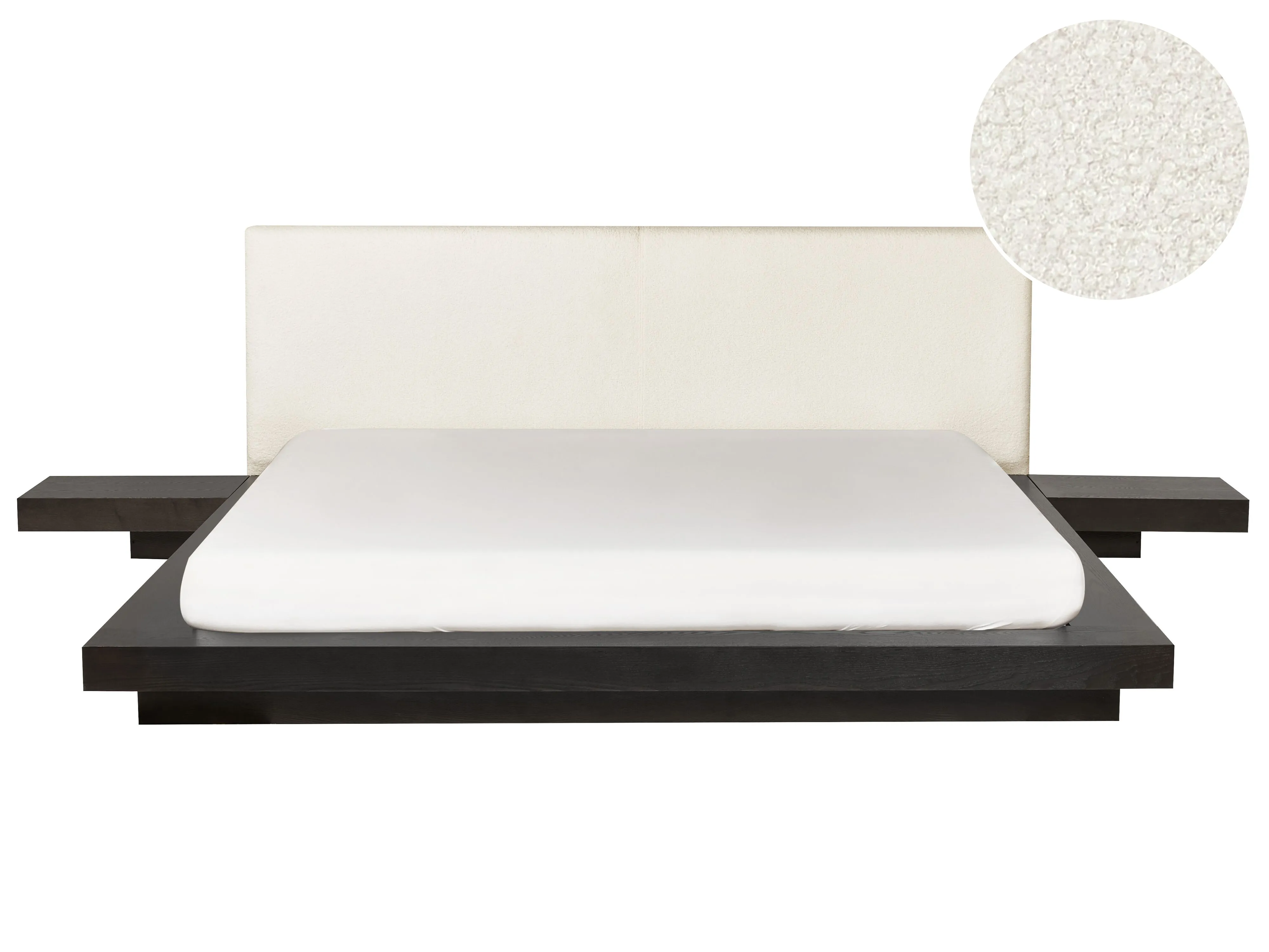 Bed Bouclé ZEN 180 x 200 cm Donker essenhout