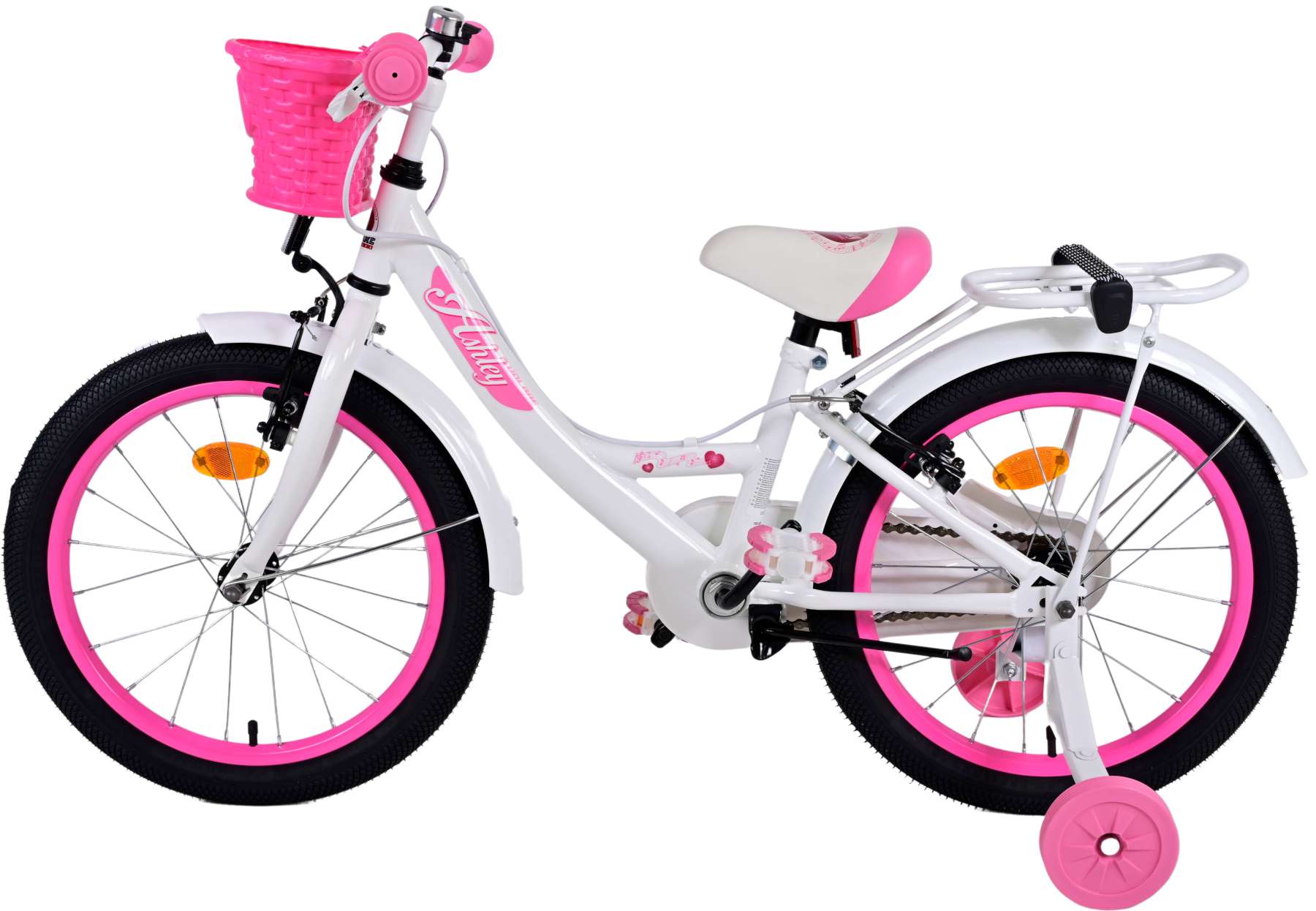 TPFSports Ashley Kinderfahrrad - Mädchen - 18 Zoll - Rücktritt + Handbremse - Rosa/Rot