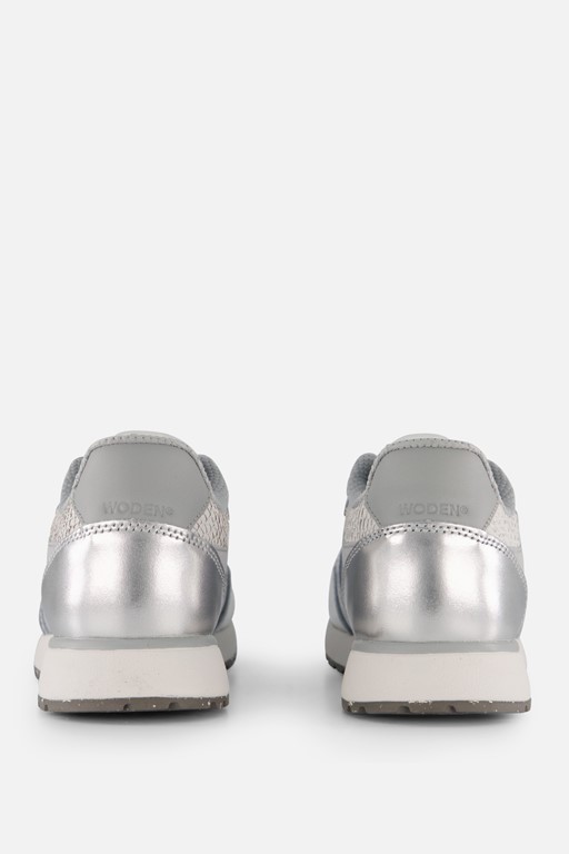 Woden Ronja Metallic Sneakers zilver Leer