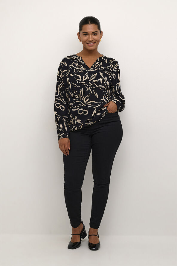 Kaffe Curve KCdiana Blouse Black/sand painted flower