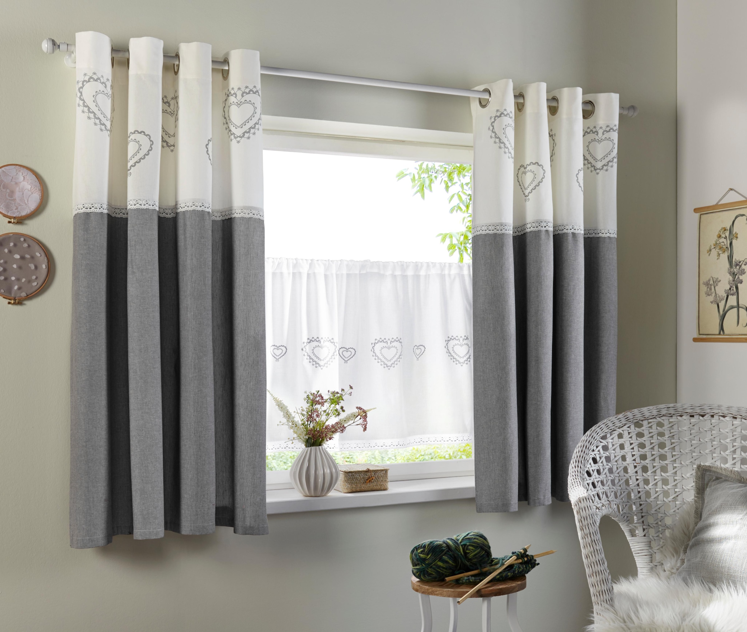 my home Gardine »Louis« Ösen 1 Stk. tlg. halbtransparent, aus Bio-Baumwolle, einseitig bedruckt