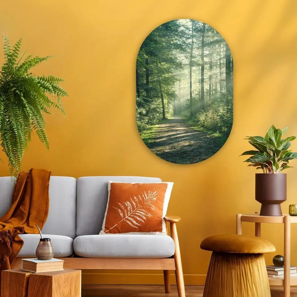 MuchoWow Wand decoratie 60x90cm Bos Pad Zon Bomen Groen