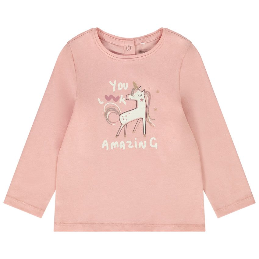 T-shirt manches longues en jersey avec print pour bébé fille - Multicolore
