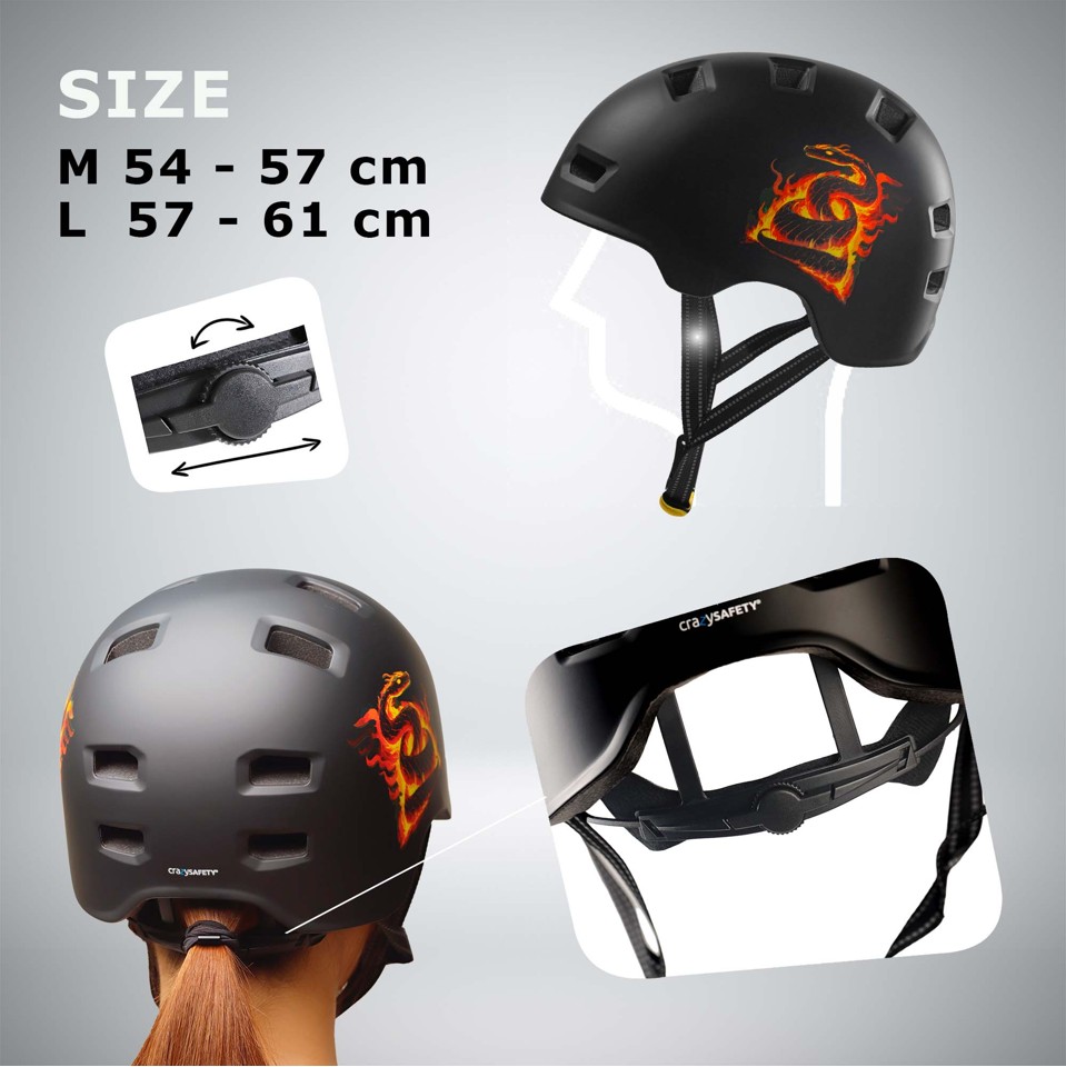 Crazy Safety - Orange Snake cykel- og skaterhjelm - Orange - M (54-57cm)