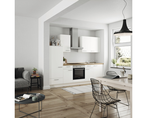 Nobilia Elements keukenblok met apparatuur Urban 270 cm alpinewit mat voorgemonteerde variant links 4004539052529